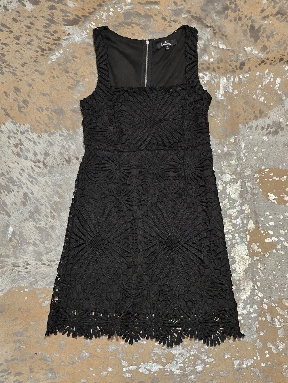 Lulu's Black Floral Crochet Mini Dress
